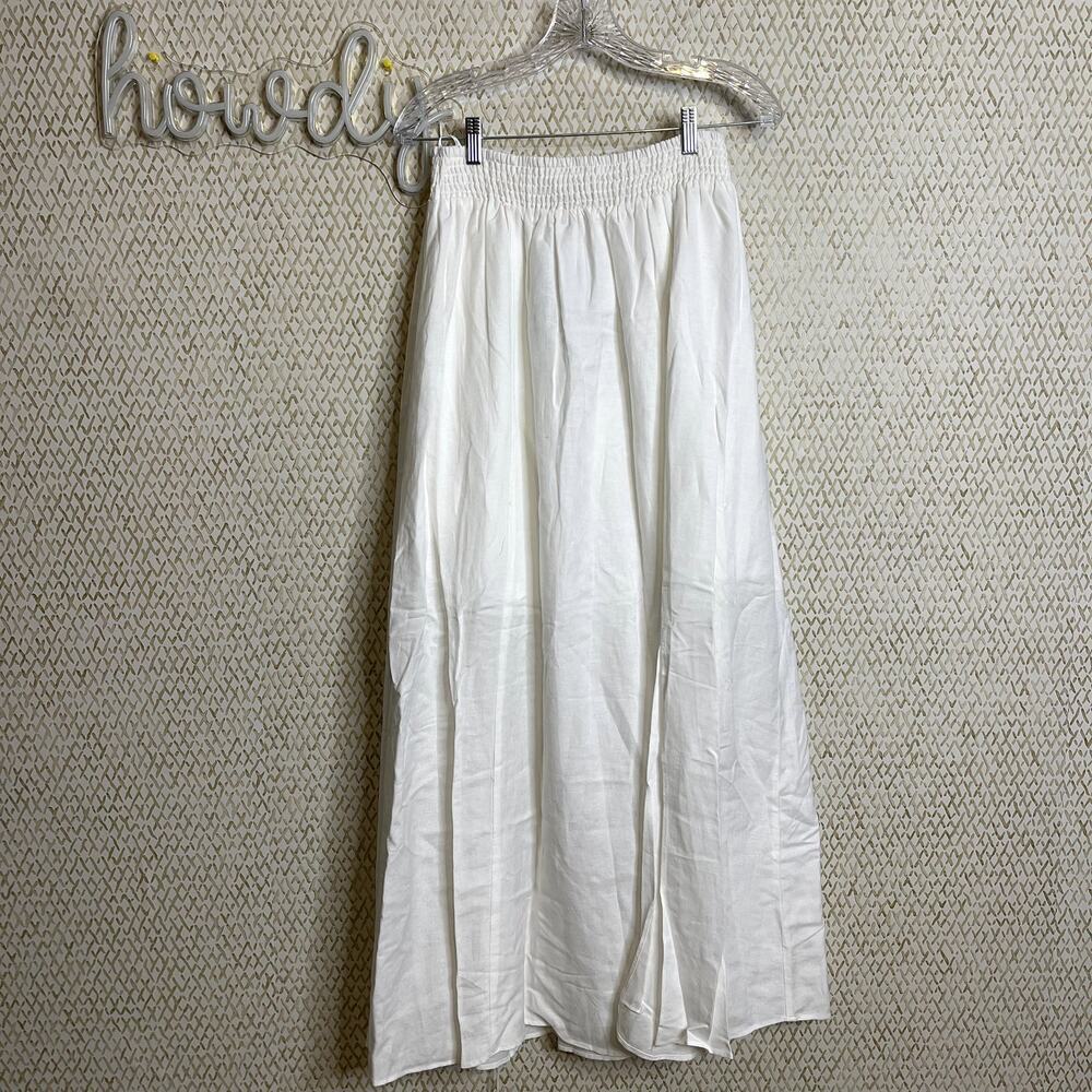 City Chic Plus Size Pull On Wonderous Maxi Skirt Linen Ivory Size 16 NWT